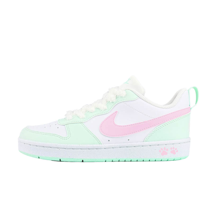 Nike Nike Court Borough Milk Green Cat Paw Synthetic Leather Low top Kids' Skateboarding Shoes Mint Pink Teenagers