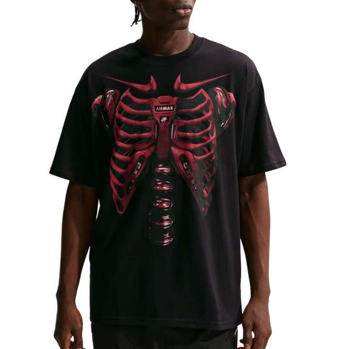 Nike Nike Max90 T Shirts Men's Black/Dark Red Team Crew Neck Moderate