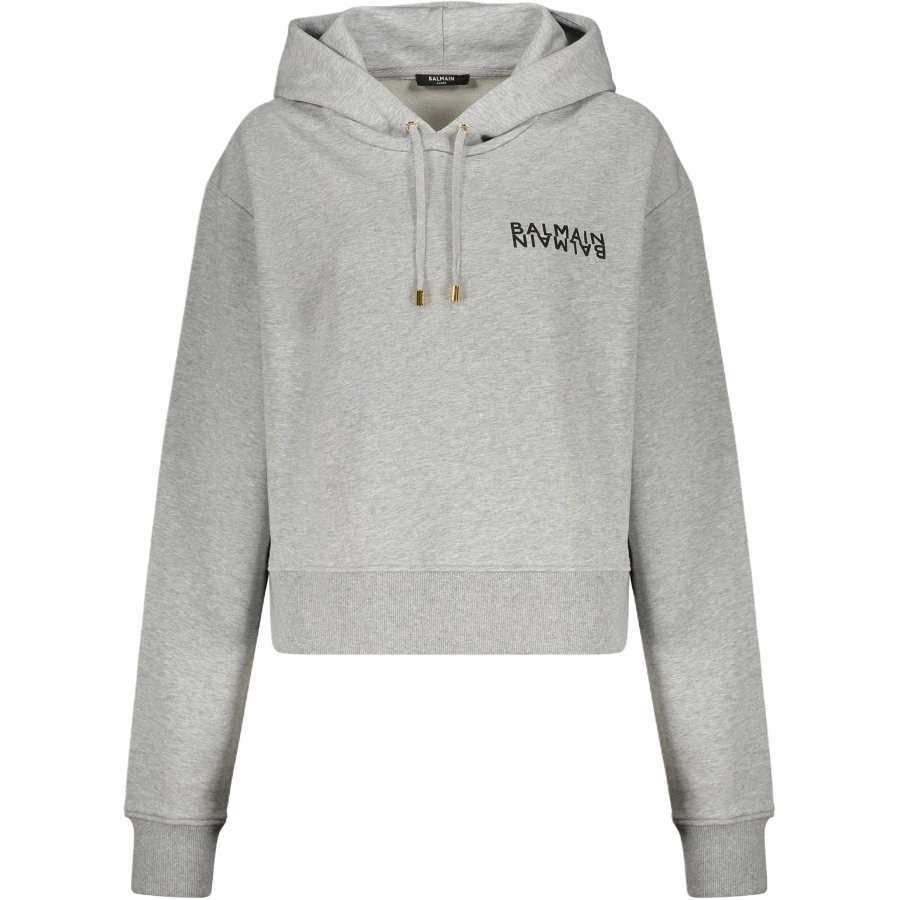 BALMAIN Balmain Logo Cropped Hoodie