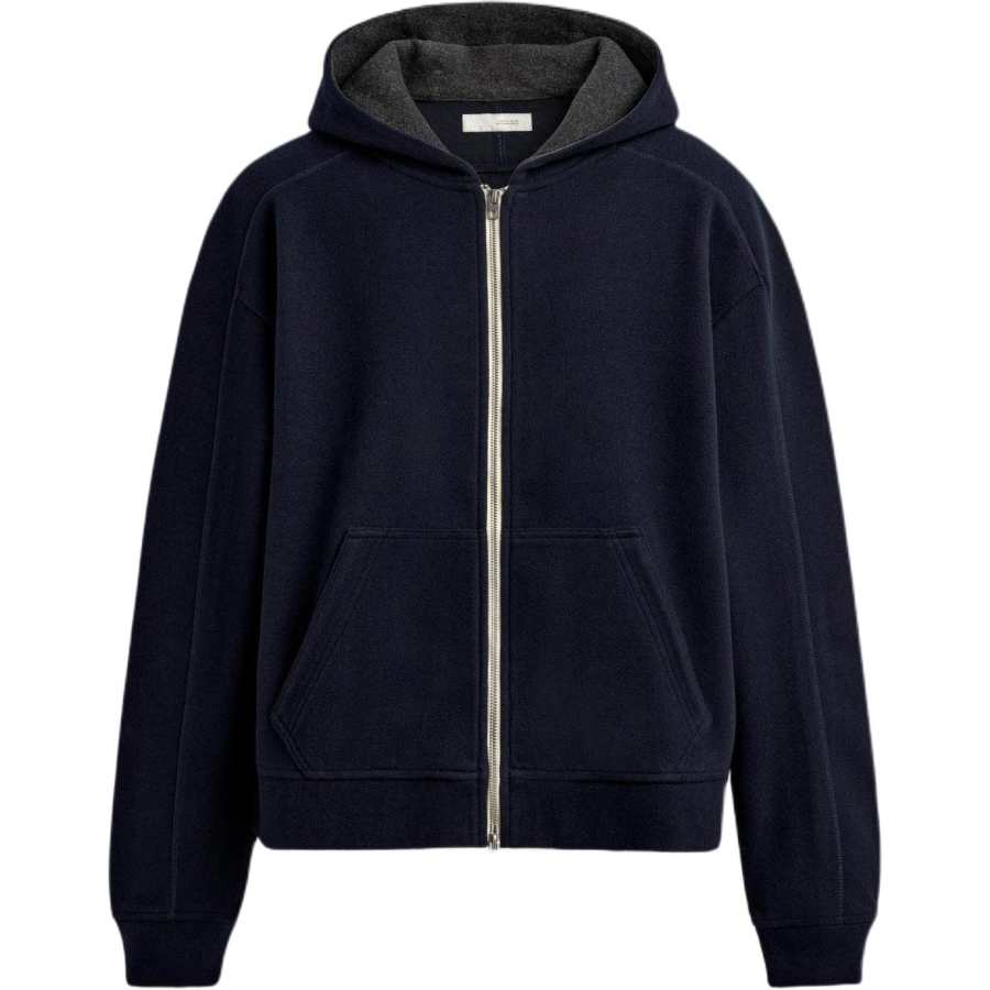 ZARA Loose Fit Solid Color Zippered Hooded Fleece Lined Long Sleeved Sweatshirt Men's