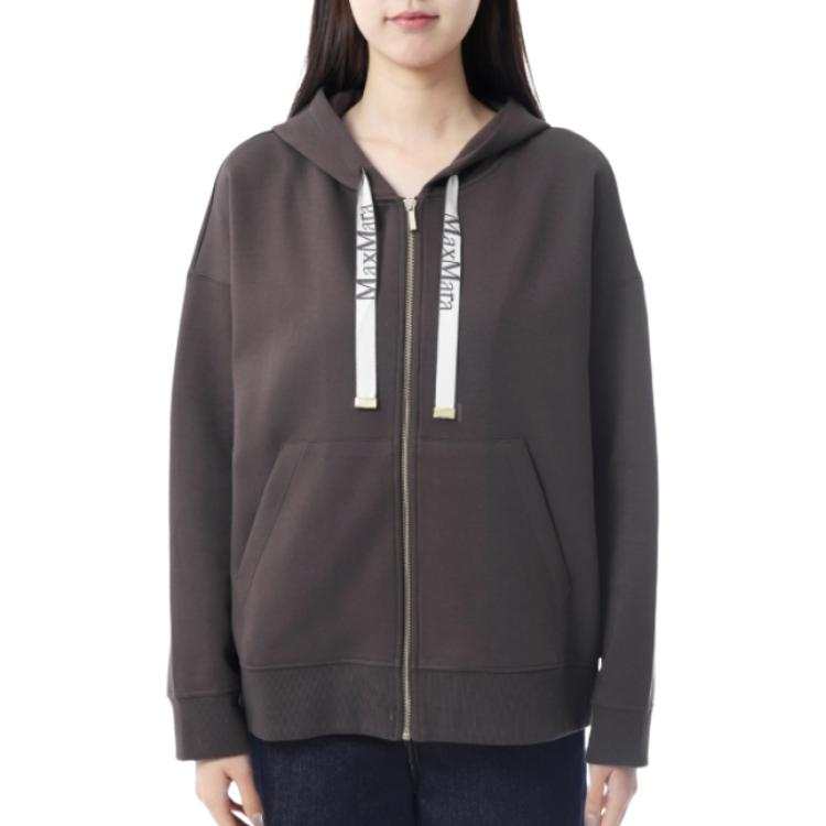 MaxMara Sweatshirts Women's Brown Hooded Non Detachable Moderate Straight Fit
