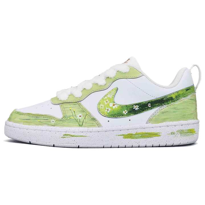 Nike Nike Court Borough Small Daisy Leather Abrasion Resistant Breathable Low top Skateboard Shoes Unisex Green