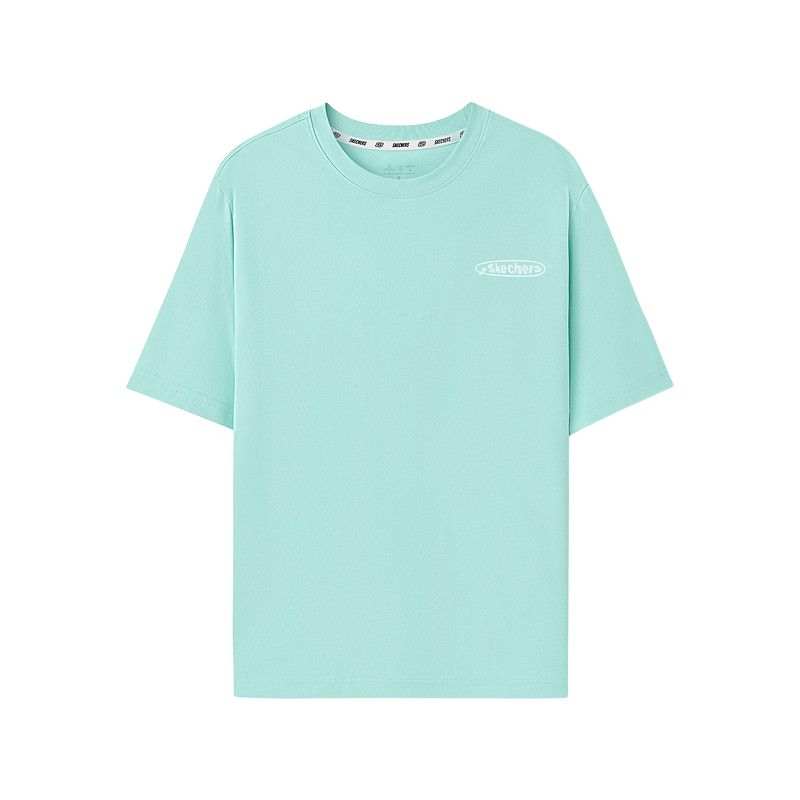 Skechers T Shirts Unisex Soft Green 02WX Crew Neck Moderate Straight Fit