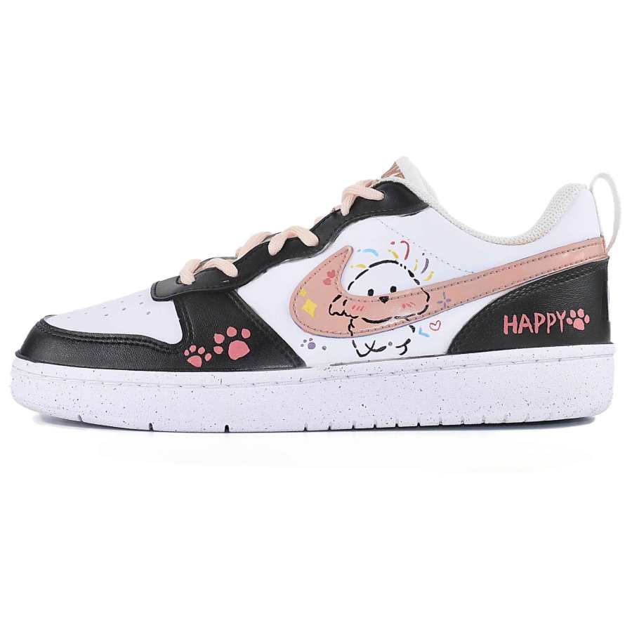 Nike Nike Court Borough Maltese Leather Abrasion Resistant Breathable Low top Skateboard Shoes Unisex Black White
