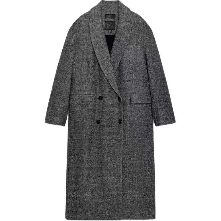 ZARA ZW Coats Women's Medium Gray Lapel Moderate
