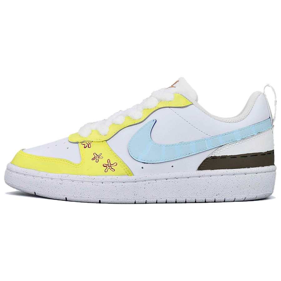 Nike Nike Court Borough SpongeBob Leather Abrasion Resistant Lightweight Low top Skateboard Shoes Unisex Yellow White