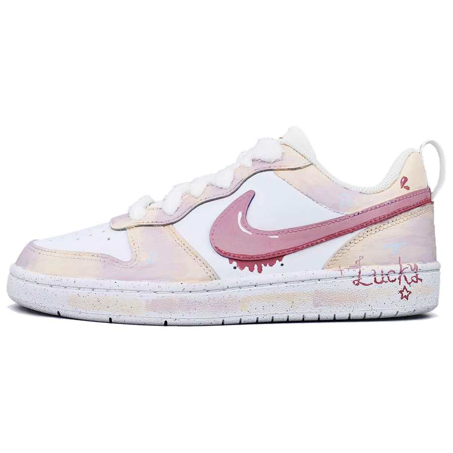 Nike Nike Court Borough Soft Pink Memories Leather Abrasion Resistant Breathable Low top Skateboard Shoes Unisex Pink White