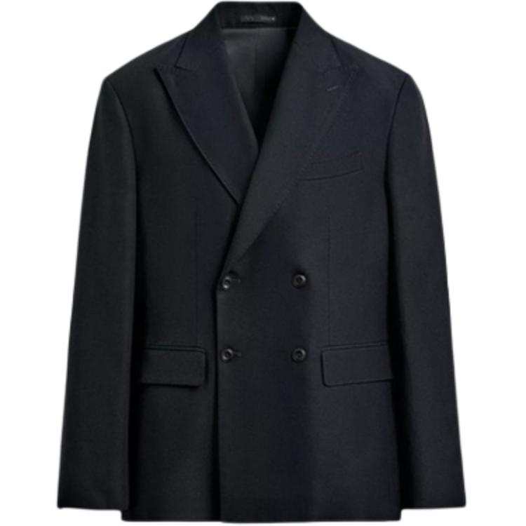 ZARA Business Suits Men's Dark Blue Suit Collar Moderate Business Suit