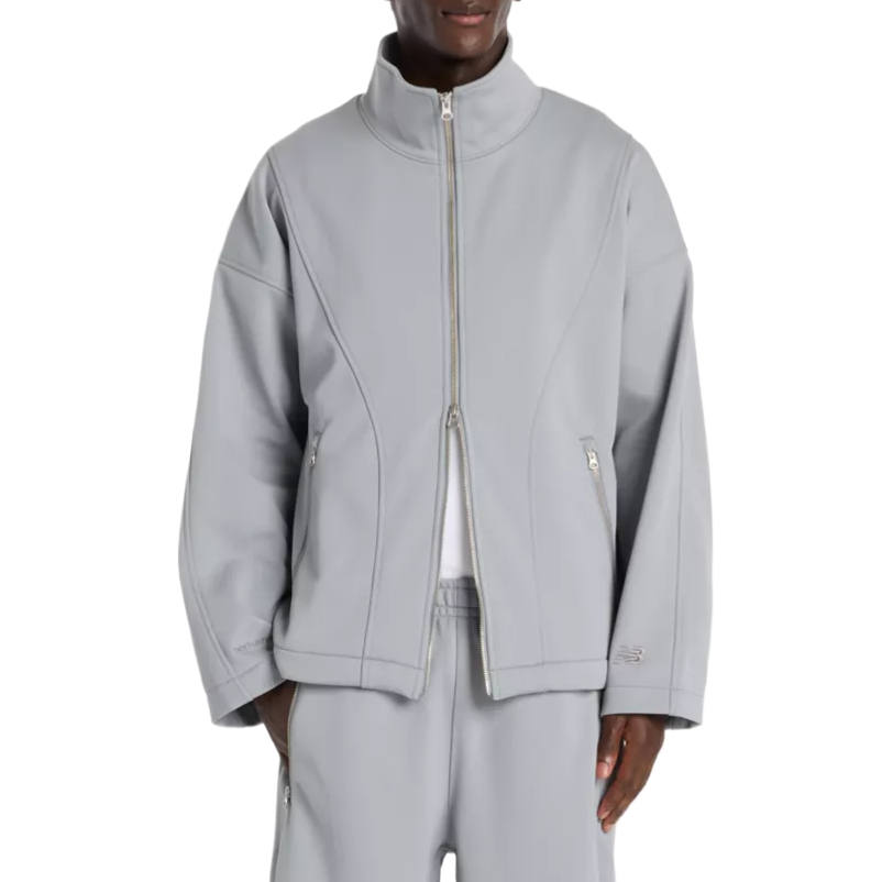 New Balance New Balance Jackets Men's Gray Stand Collar Moderate Multi Pocket Knitted