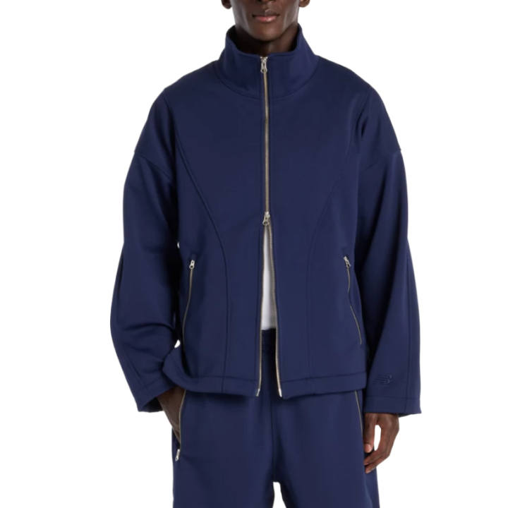 New Balance New Balance Jackets Men's Marine Blue Team Stand Collar Moderate Multi Pocket Knitted