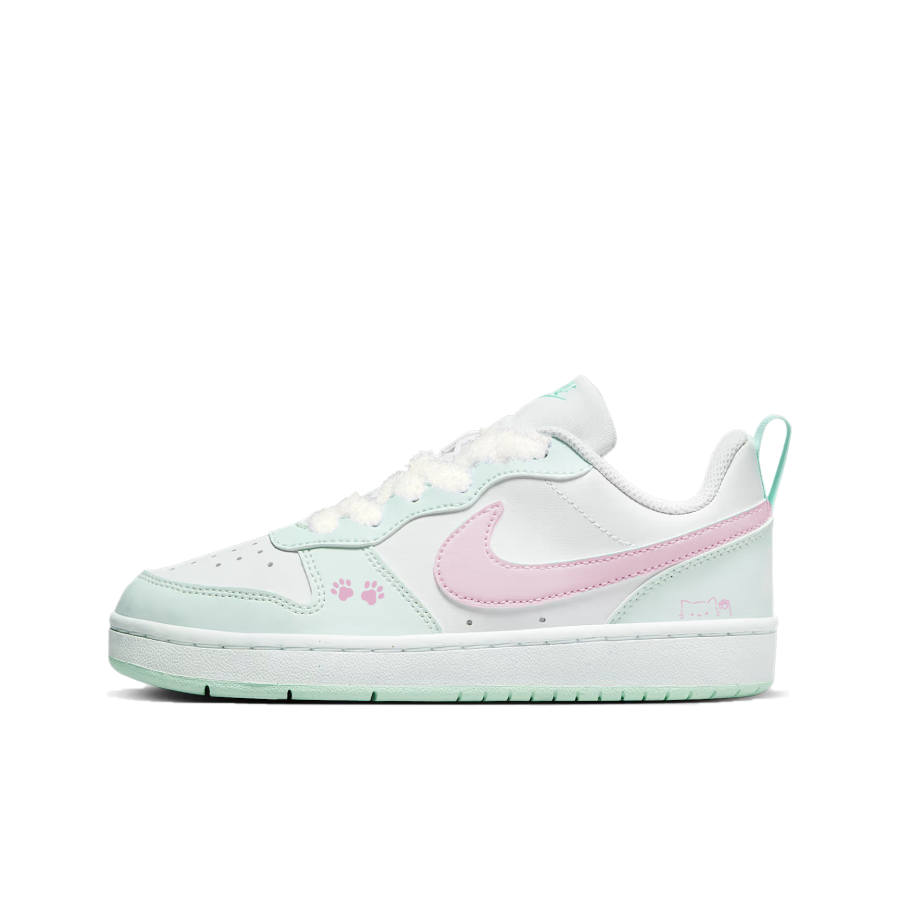 Nike Nike Court Borough Cushioning Abrasion Resistant Low top Kids' Skateboarding Shoes Mint Pink Teenagers