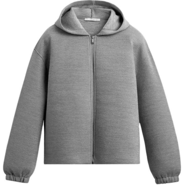 ZARA Sweatshirts Men's Light Gray Hooded Moderate Cardigan