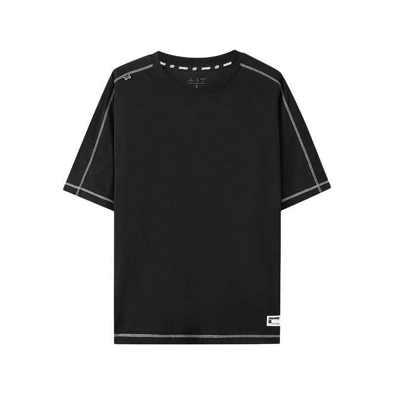 Skechers T Shirts Unisex Carbon Black 0018 Crew Neck Moderate
