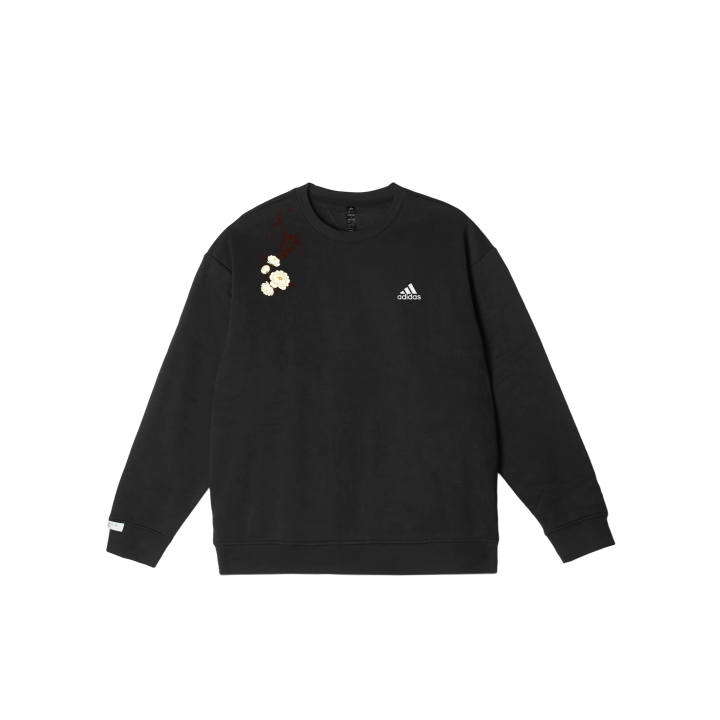Adidas Adidas LABEL Lotus YMK Print Comfortable Minimalist Style Classic Logo Pattern Crew Neck Pullover Fleece Lined
