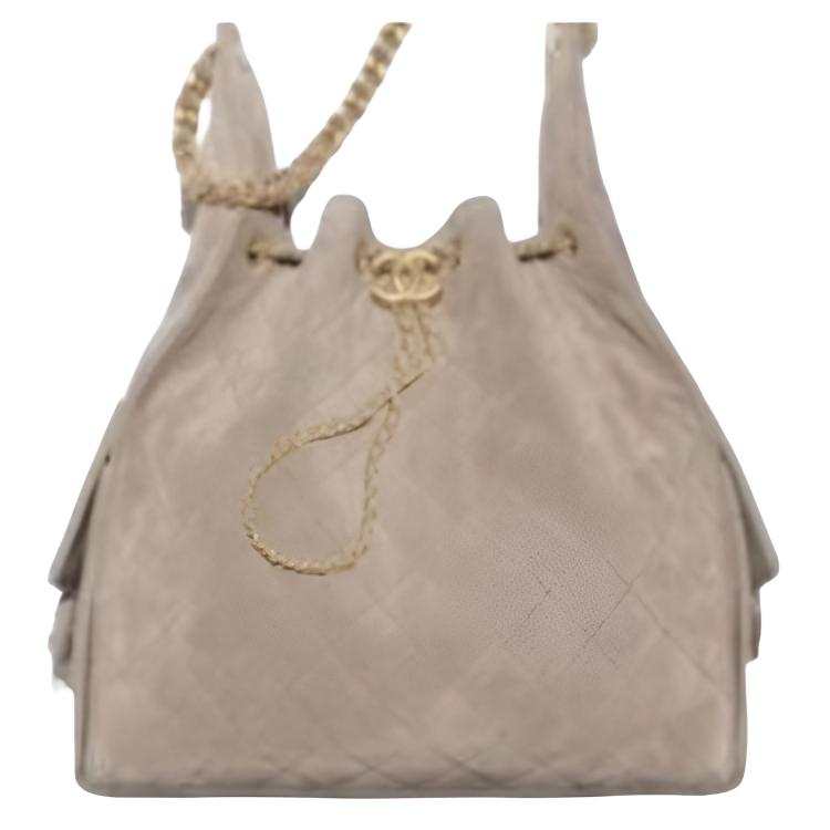 CHANEL 25Bag Suede Material Vintage Gold Metal Shoulder Bag Medium Women's Dark Gray