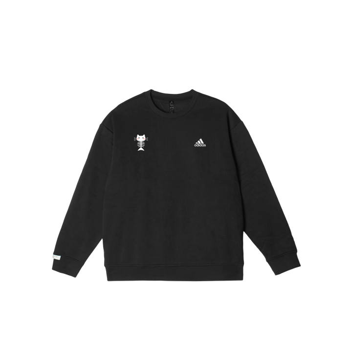 Adidas Adidas LABEL Rib Bone Cat YMK Print Comfortable Minimalist Style Classic Logo Pattern Crew Neck Pullover Fleece Lined