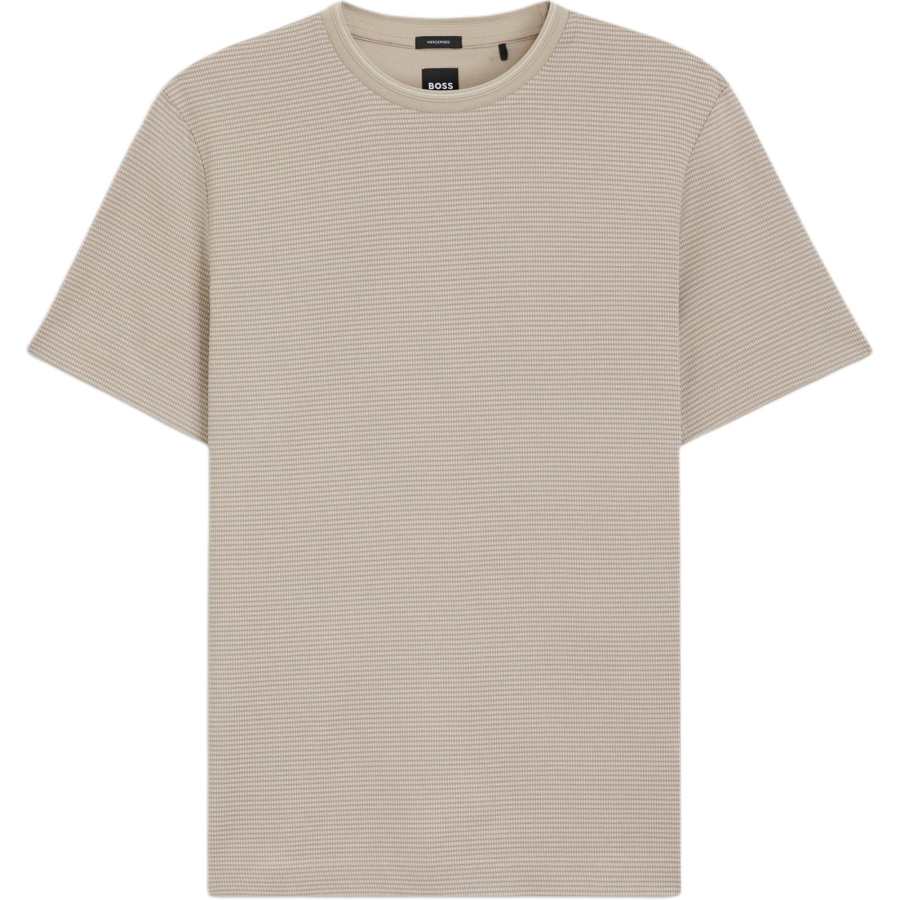 HUGO BOSS T Shirts Men's Light Beige Crew Neck Moderate Straight Fit