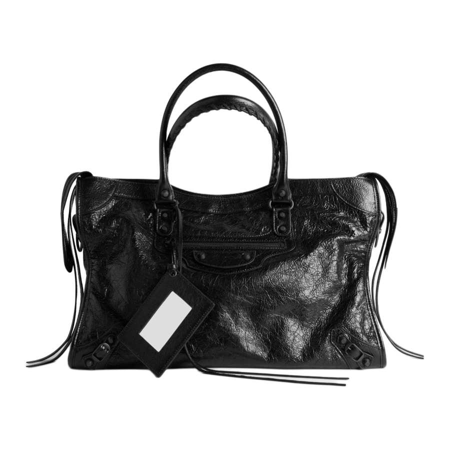 Balenciaga Le City Sheepskin Handbag Large Women's Black