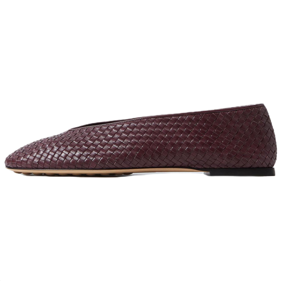 Bottega Veneta Rosa Sheepskin Casual Shoes Women's Dark Red Wood Color