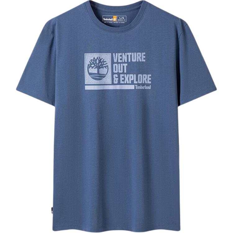 Timberland T Shirts Men's EYO/Sea Blue Crew Neck Moderate