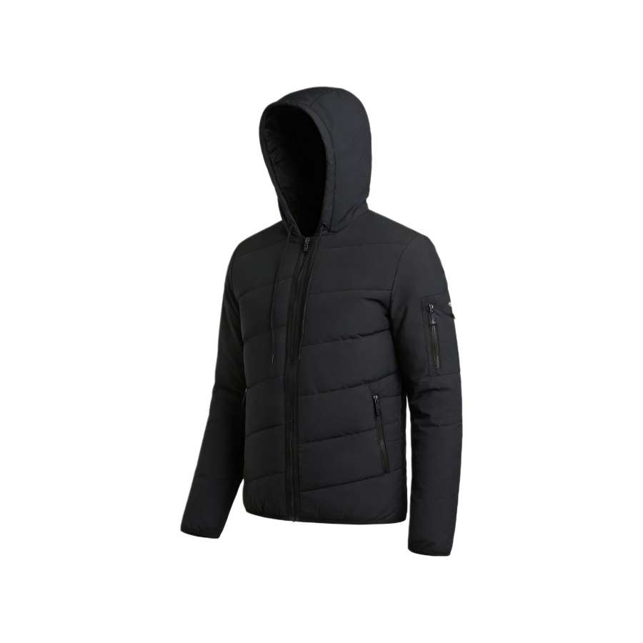 Reebok Reebok Puffer Jackets Men's Black Hooded Moderate Puffer Jacket
