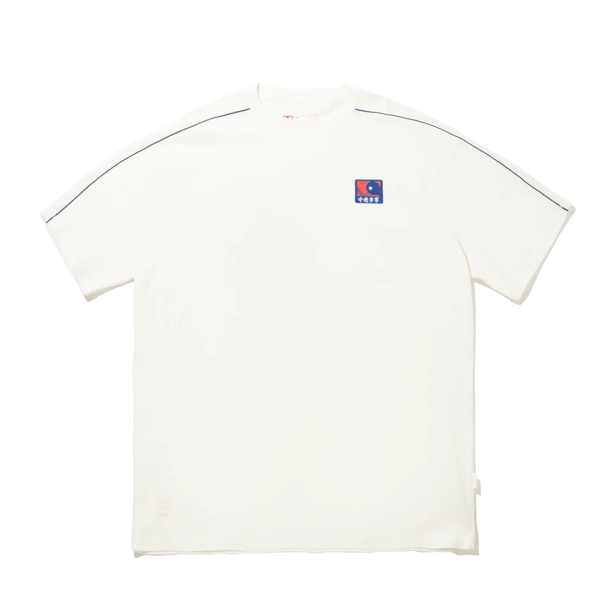 Li-Ning Li Ning T Shirts Unisex Ivory Crew Neck Moderate Straight Fit