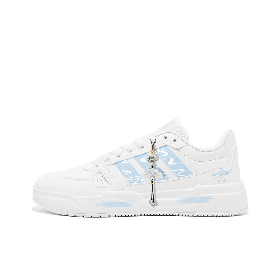 Adidas Adidas LITE BALLER No Rain Pu Slip Resistant Cushioning Abrasion Resistant Low top Skateboard Shoes Unisex White Blue