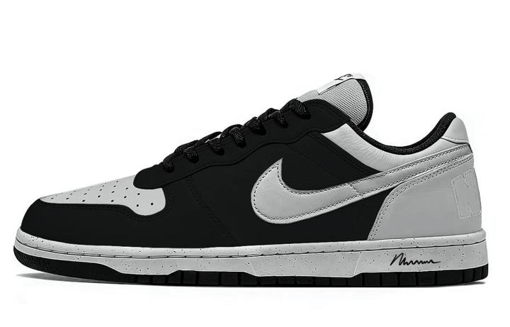 Nike Nike Big Si Li Ba, Gray Dust Leather Slip Resistant Low top Skateboard Shoes Men's Black Gray