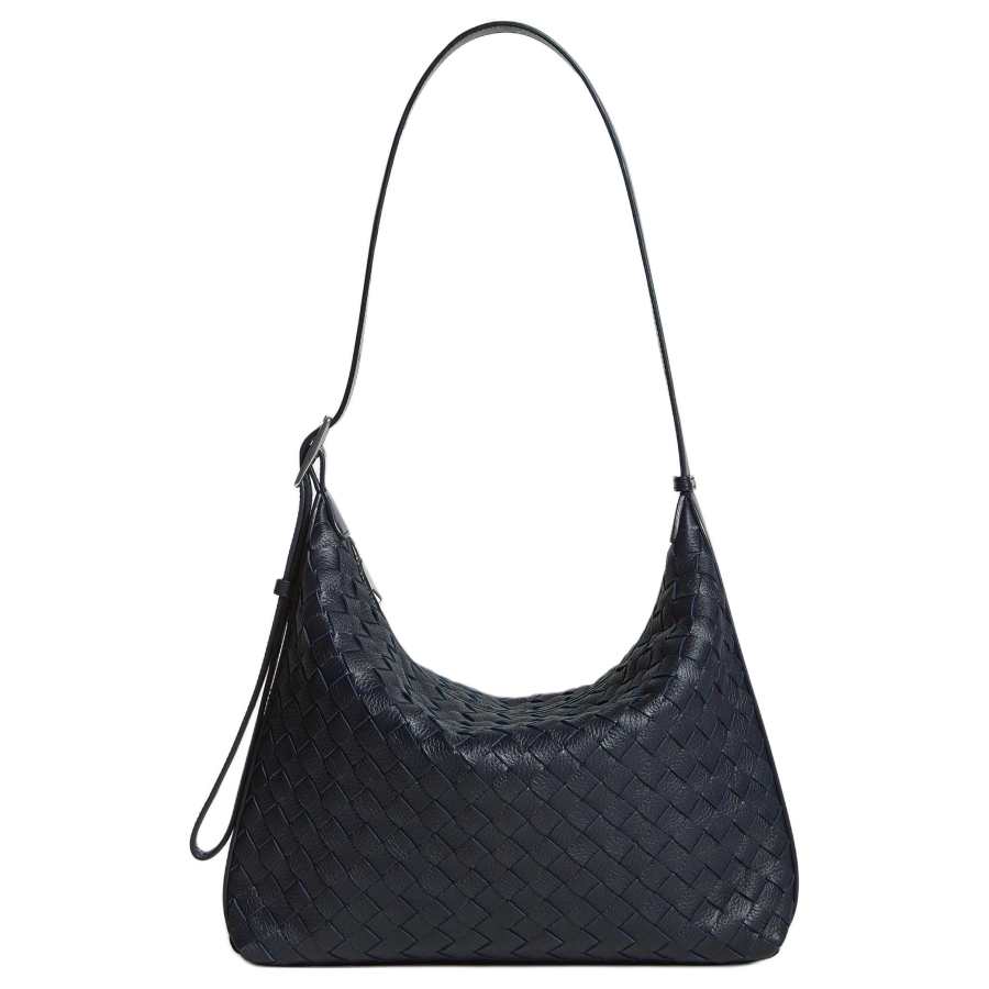 Bottega Veneta Deerskin Shoulder Bag Small Men's Midnight Blue