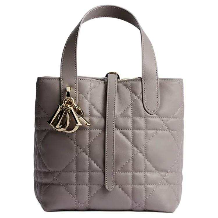 DIOR Toujours Cow Leather Handbag Small Women's Trianon Gray
