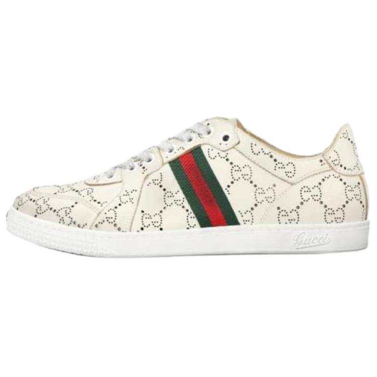 GUCCI Stretch GG Leather Low top Skateboard Shoes Women's White