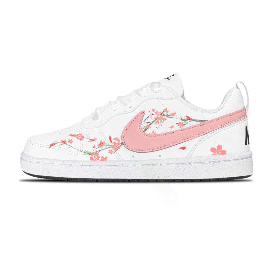 Nike Nike Court Borough 2 Cherry Blossom Prayer Rain Patent Leather Abrasion Resistant Low top Women's Skateboard Shoes