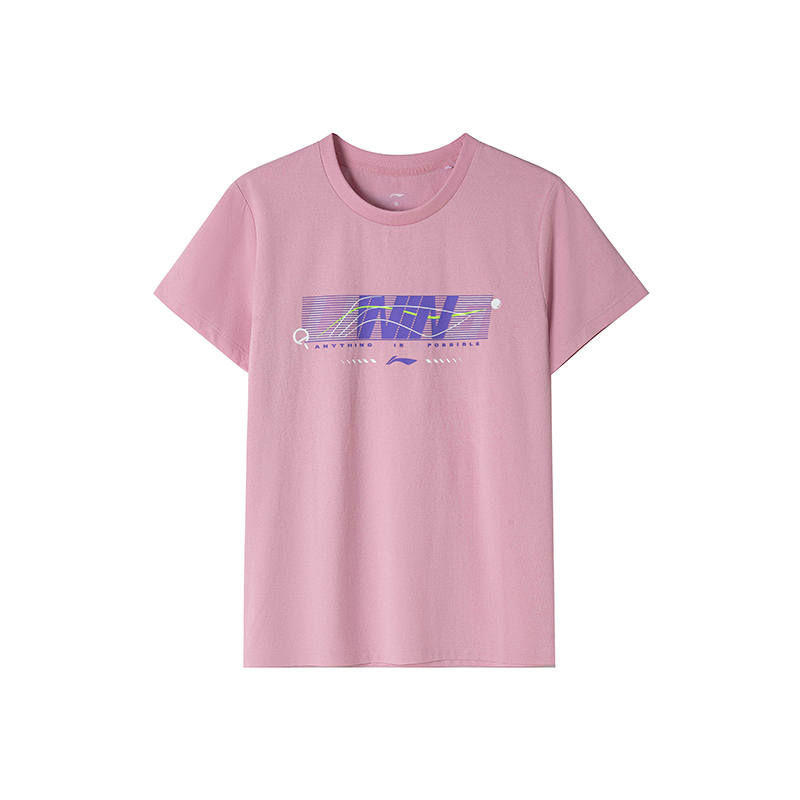 Li-Ning Li Ning Summer T Shirt Unisex Sheer Fashion Pink Half Sleeve