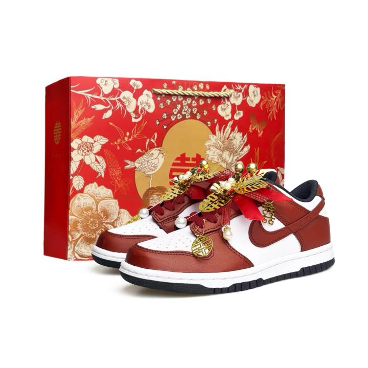 Nike Nike Dunk Vassell Slip Resistant, Abrasion Resistant, Height Increasing Low top Skateboard Shoes Unisex Red White