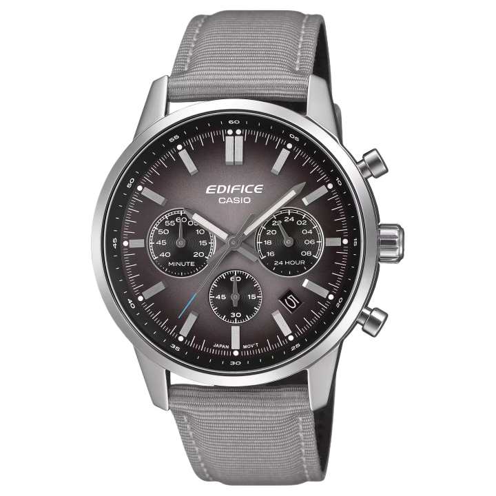 CASIO CASIO EDIFICE Quartz Movement Genuine Leather/Cloth Strap Watch Men's Watches Gray Dial