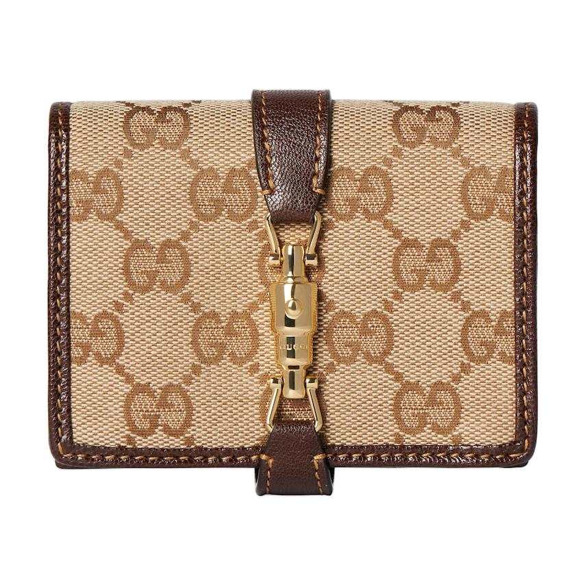 GUCCI Jackie GG Canvas Wallet Medium Women's Sand & Brown