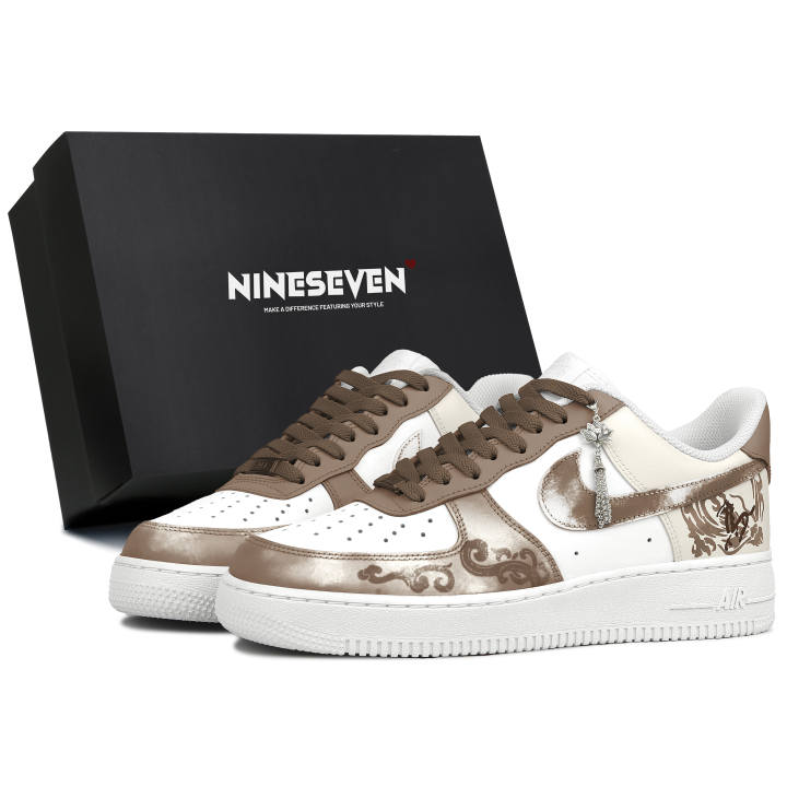 Nike Nike Air Force 1 Abrasion Resistant Slip Resistant Low top Skateboard Shoes Unisex White Brown