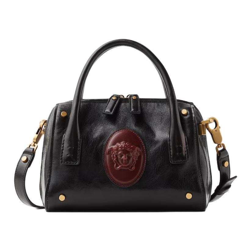 VERSACE Cow Leather Handbag Small Women's Black