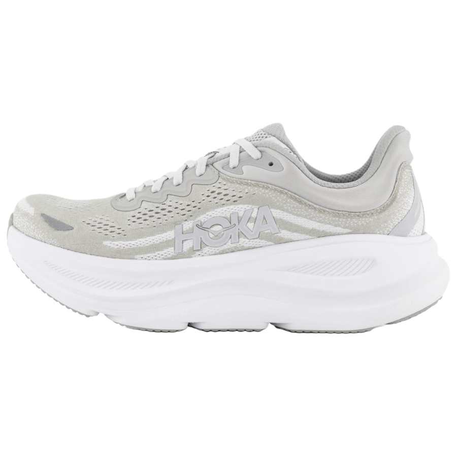 HOKA ONE ONE Bondi 9 Abrasion Resistant Breathable Running Shoes Men's Gray Silver White