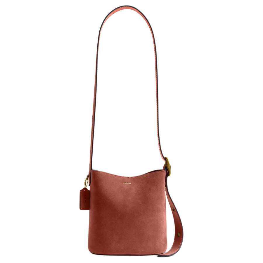 COACH Bleecker Suede Crossbody Bags Women's Brown Red