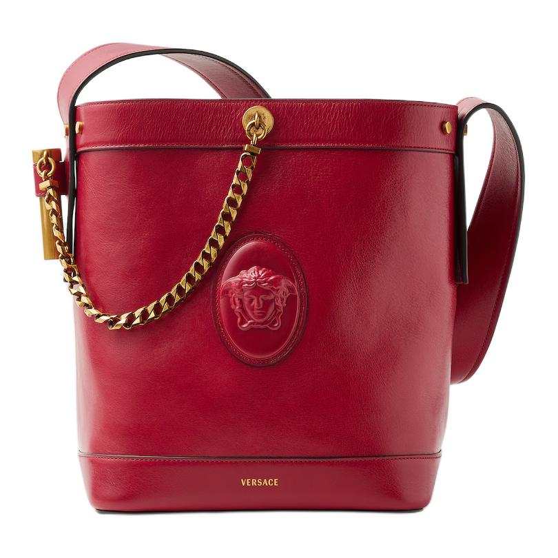 VERSACE Calfskin Shoulder Bag Small Women's Red
