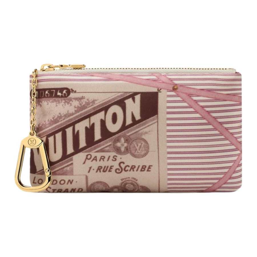 LOUIS VUITTON Fabric Key Pouch Small Women's Rose Beige