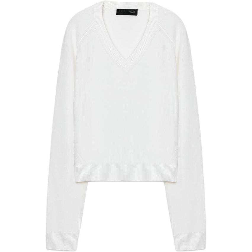 ZARA Knitwear Women's White V Neck Moderate