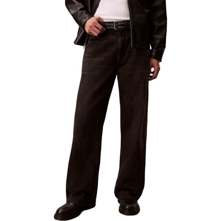 Calvin Klein Jeans Men's Black Moderate Straight Fit Pants