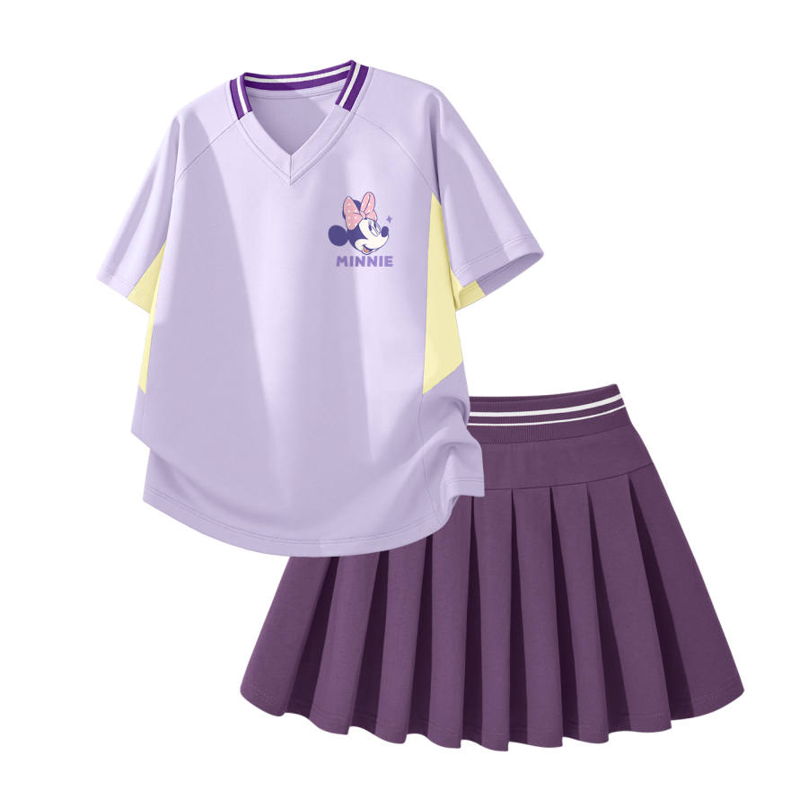 Disney Kids Two Piece Skirt Sets V Neck Thin Short