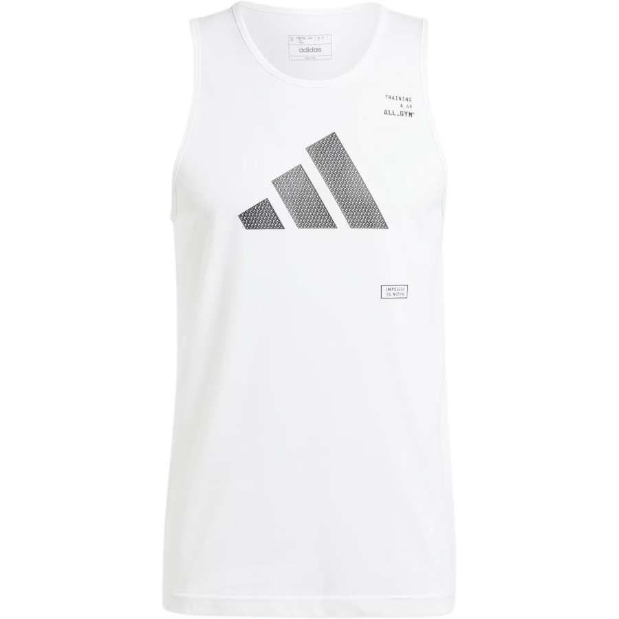 Adidas Adidas Gym Tank Tops Men's White Crew Neck Moderate Other