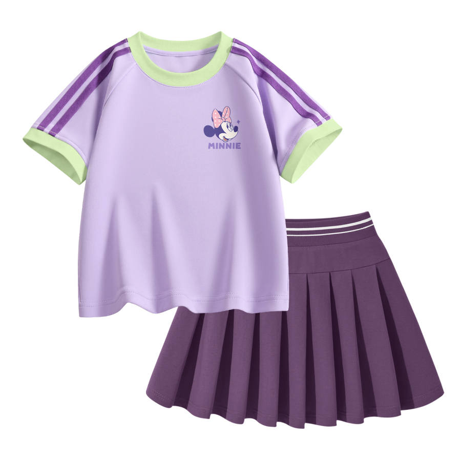 Disney Kids Two Piece Skirt Sets Crew Neck Thin Short