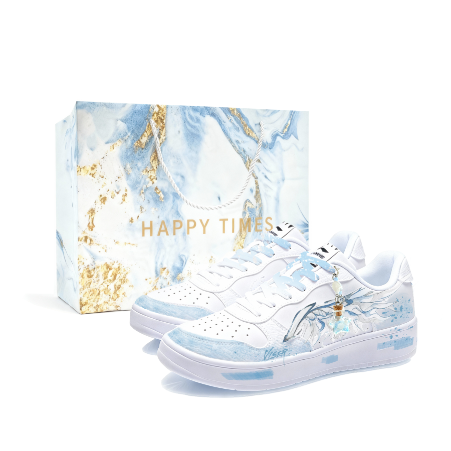 Li-Ning Li Ning Floating Boat Qing Yun Yi Lan Abrasion Resistant Slip Resistant Low top Skateboard Shoes Unisex Blue White