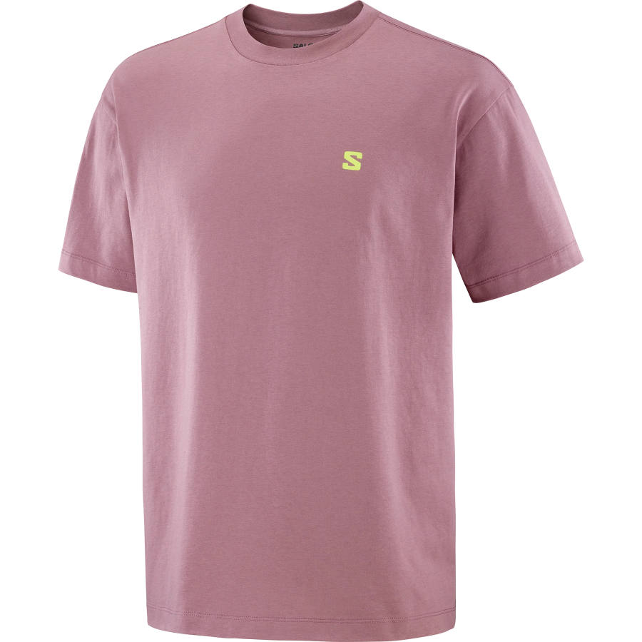 SALOMON T Shirts Men's Gray Purple Orchid Crew Neck Moderate