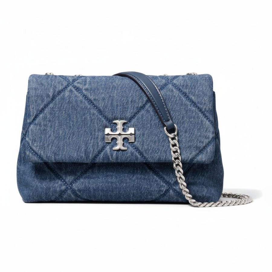 TORY BURCH Kira Denim Shoulder Bag Small Women's Blue